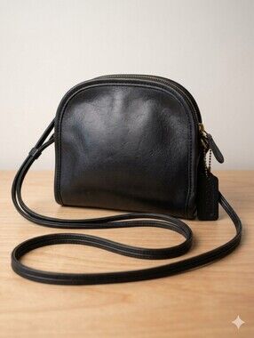 Vintage Coach Black Leather Abbie Crossbody Bag 9017